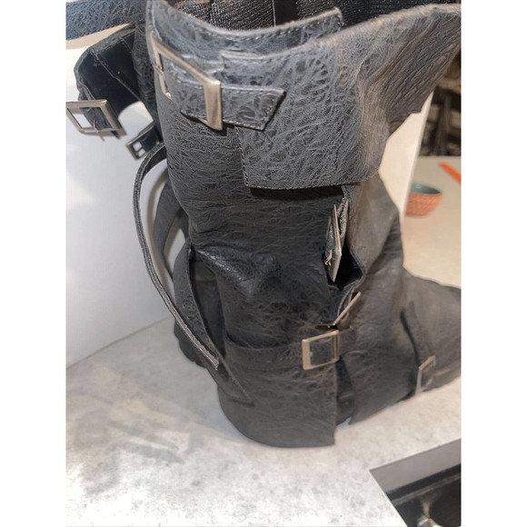 GOTH105 Men L Medieval Warrior Black BuckleStrap Costume Boots L 13” Tall main image 12